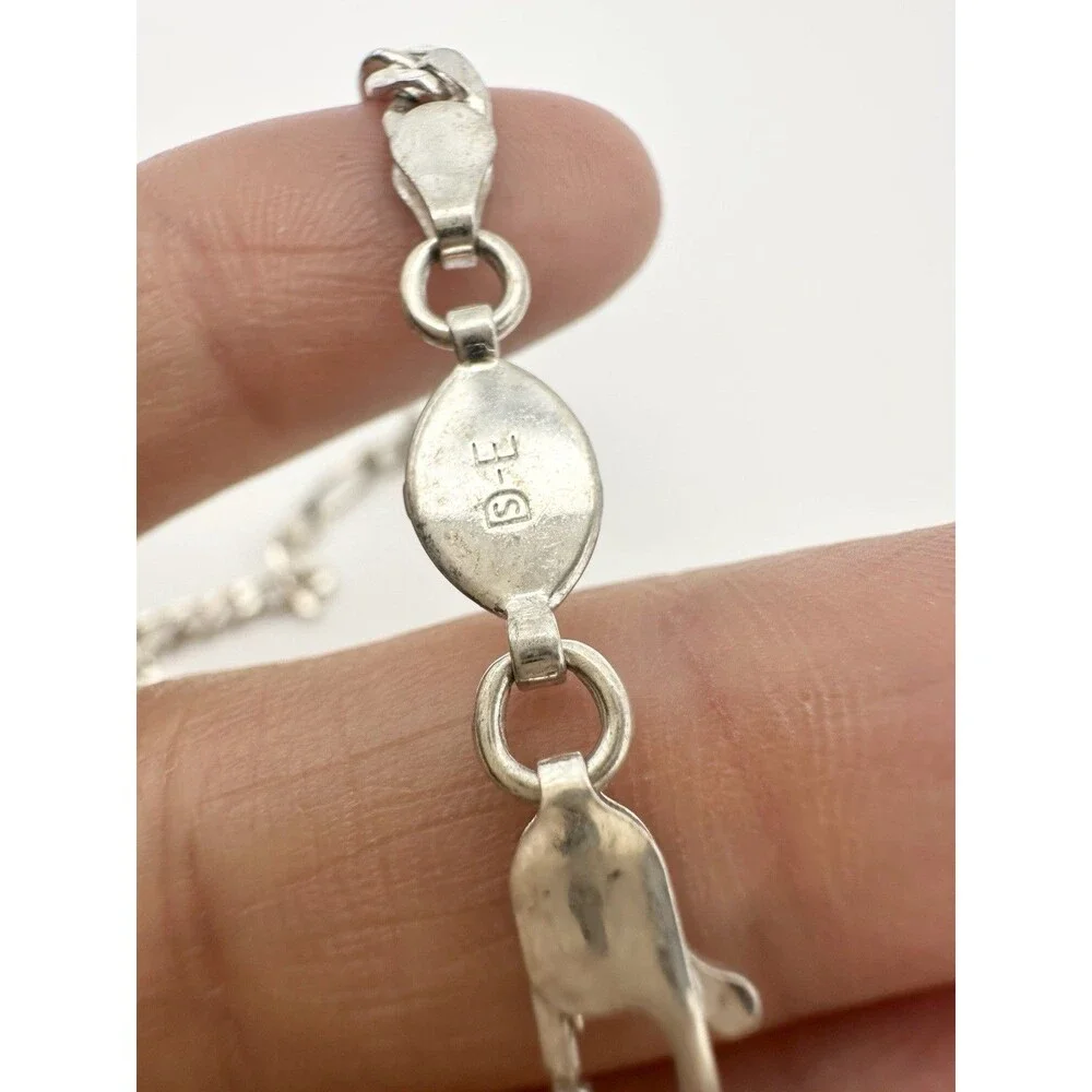 Solid 925 Sterling Silver Figaro Chain Necklace ITALY Men Women 4.3mm 24”